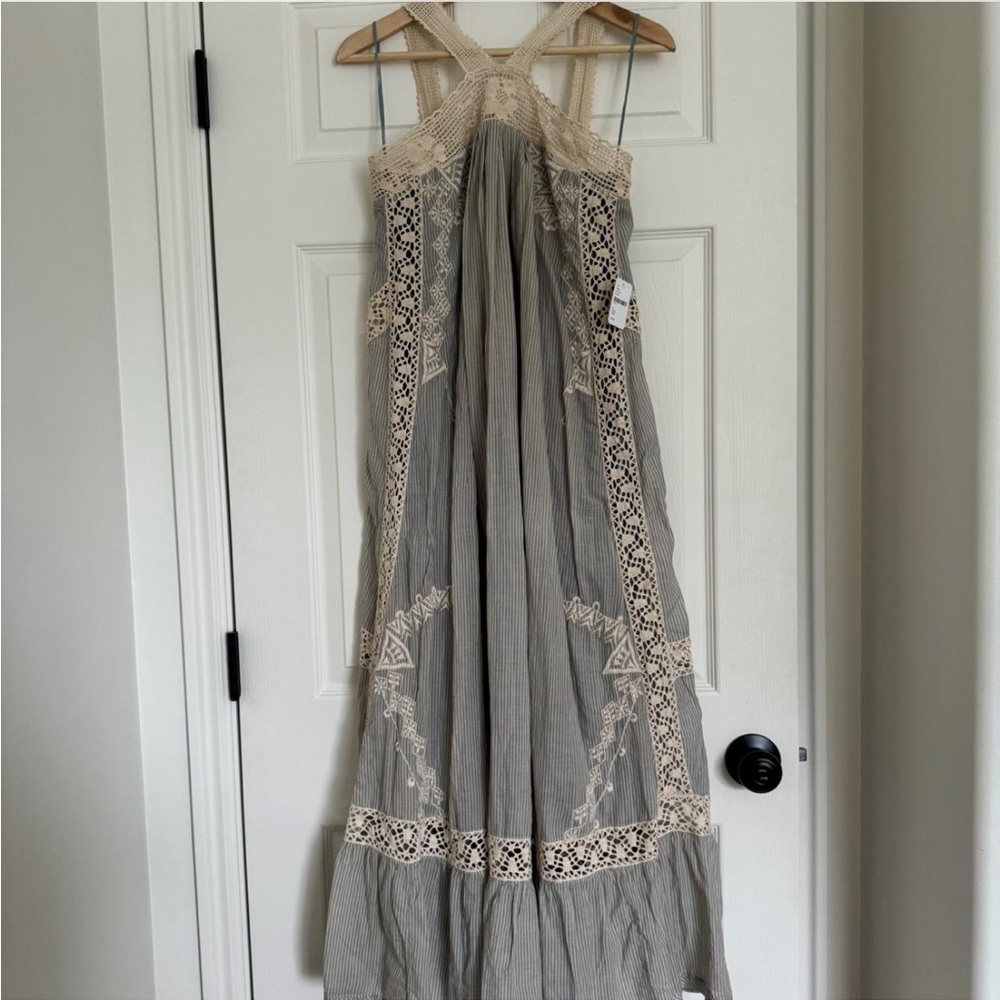 Free People blue striped and lace maxi dress